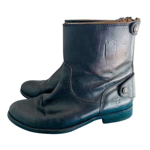 Frye Leather Melissa Button Short Zip Boot Black Size 7.5 - Picture 6 of 8
